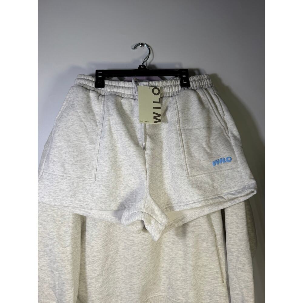 WILO The Label Women’s 2-Piece Hoodie Shorts Set White Marle Blue L NWT - Picture 11 of 13